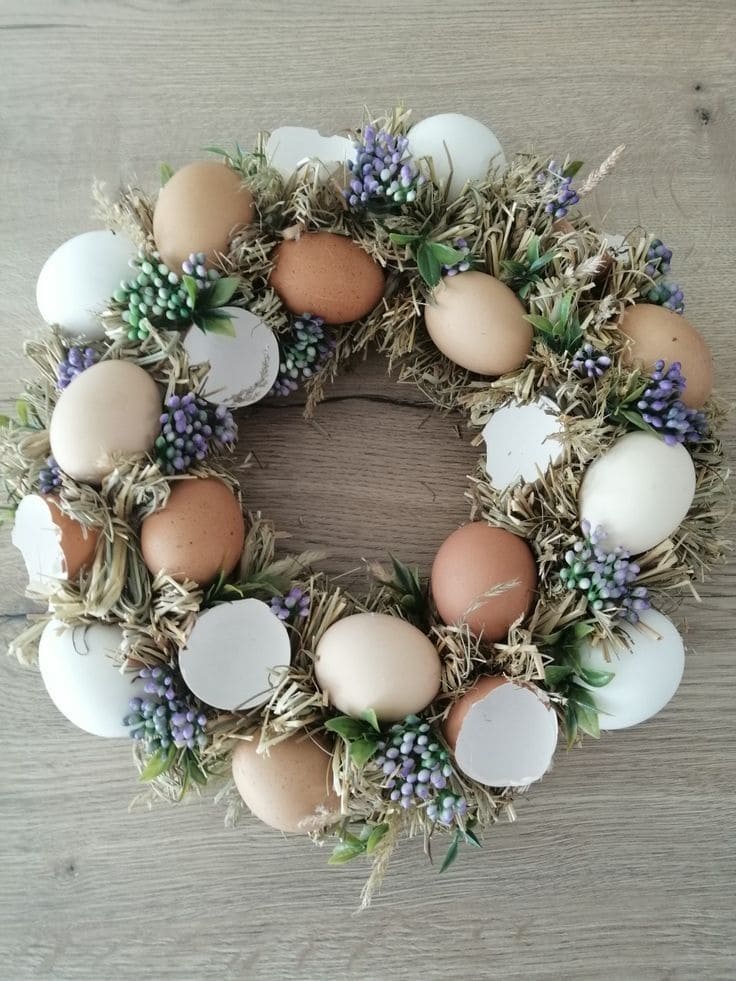20 Easter Egg Decorating Ideas for a Joyful Easter Celebration Natural Egg and Straw Wreath