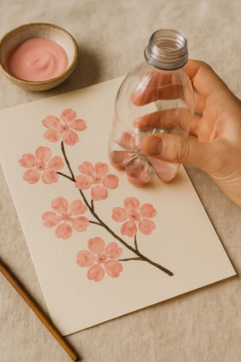 20 Simple DIY Printing Projects Made With Things You Already Have Plastic Bottle Blossom Prints