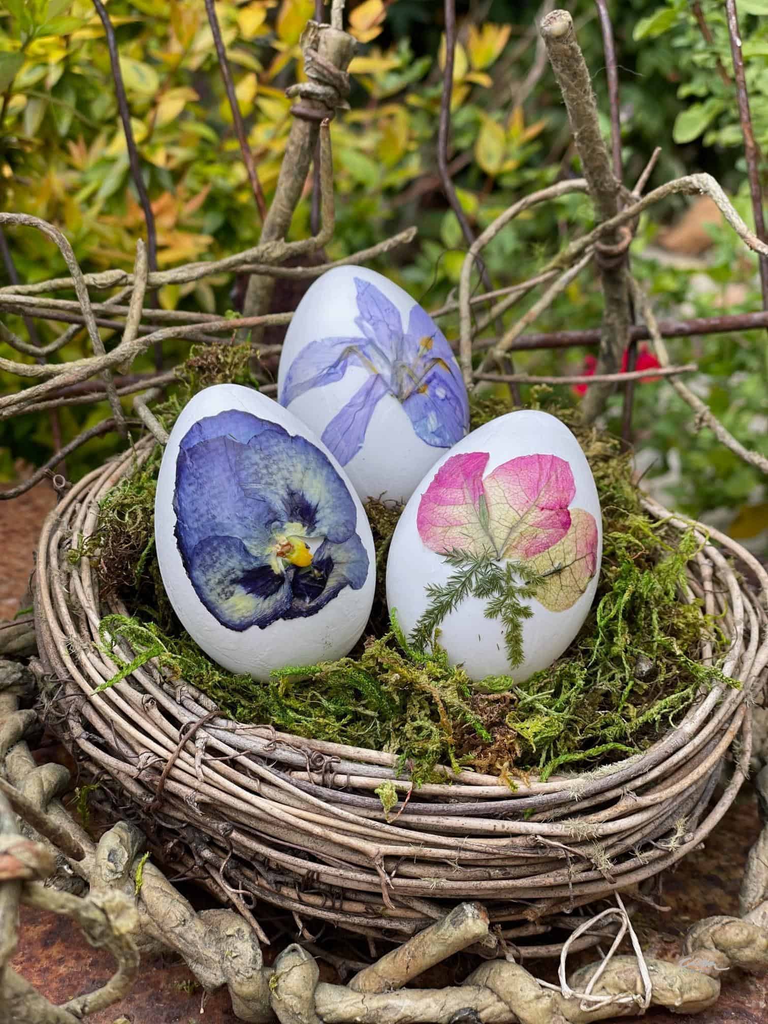 20 Easter Egg Decorating Ideas for a Joyful Easter Celebration Pressed Wildflower Garden Easter Eggs