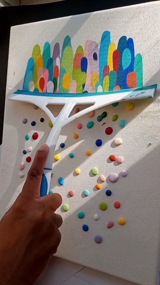 20 Simple DIY Printing Projects Made With Things You Already Have Squeegee Rainbow Dot Pull