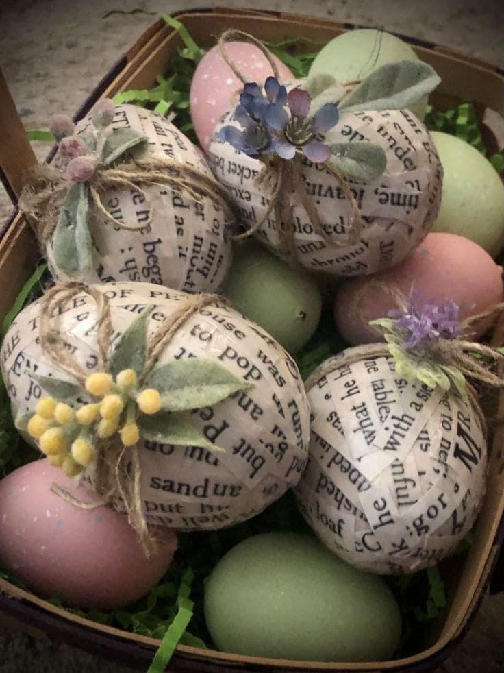 20 Easter Egg Decorating Ideas for a Joyful Easter Celebration Vintage Book Page Easter Eggs