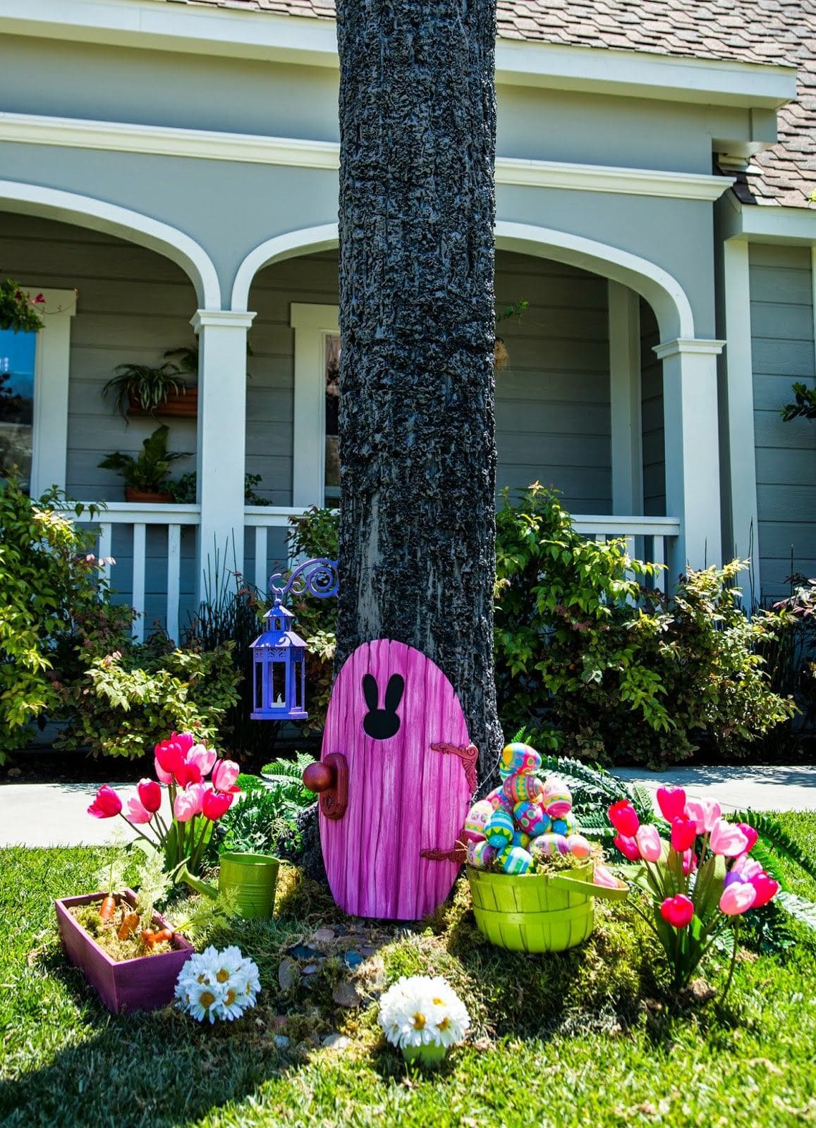 20 Easter Yard Decor Ideas to Create a Memorable Celebration Whimsical Bunny Fairy Tree Door