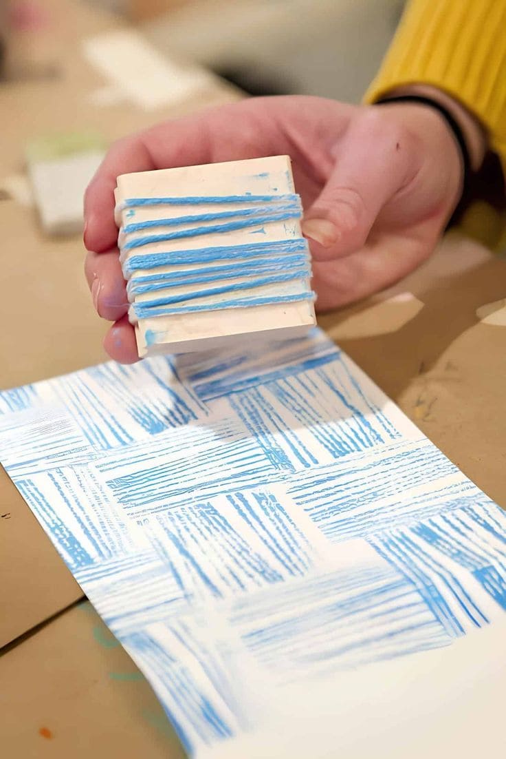 20 Simple DIY Printing Projects Made With Things You Already Have Yarn Wrapped Block Print