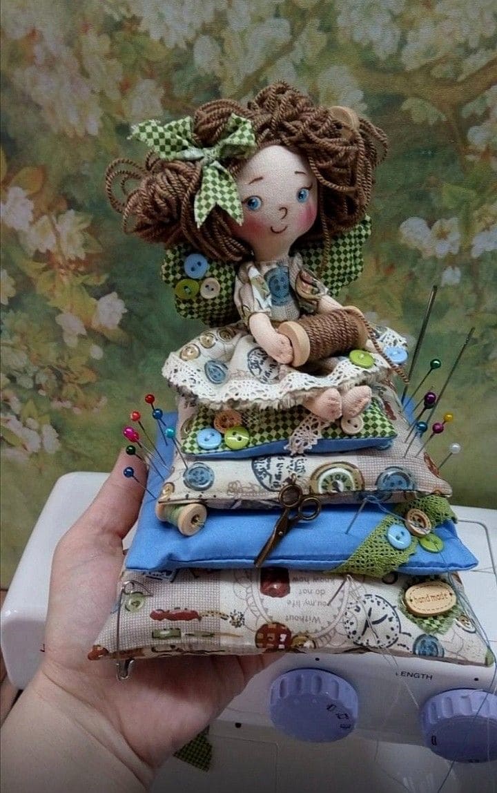 Handmade Doll Pin Cushion Stack