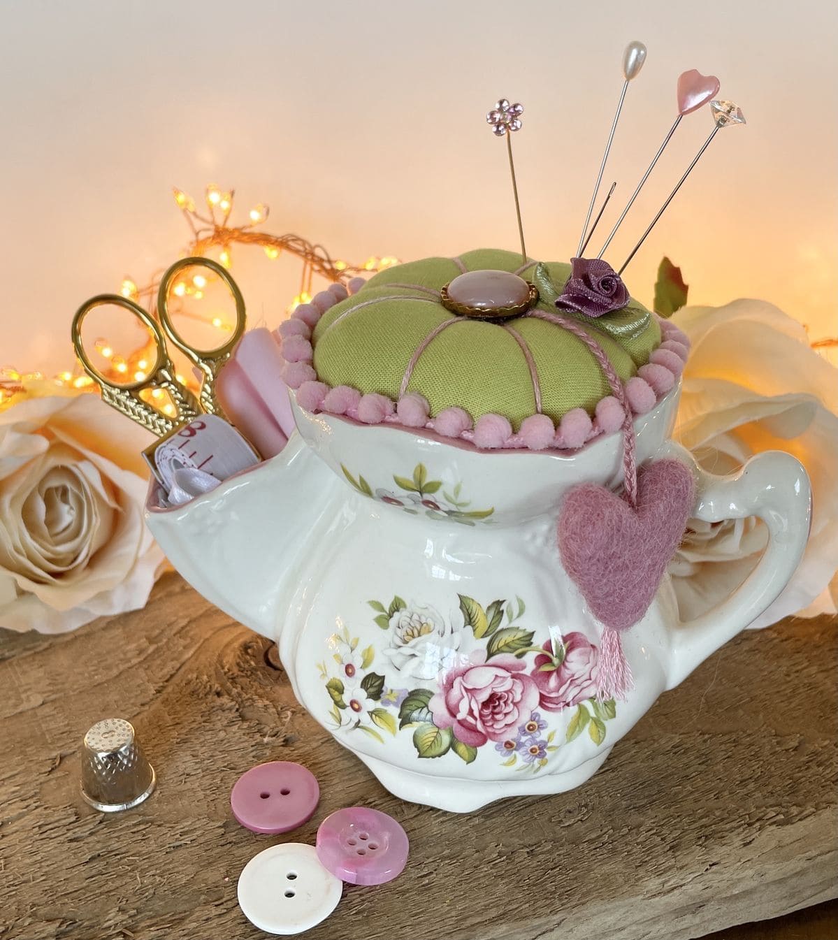 Teapot Lid Pin Cushion Station
