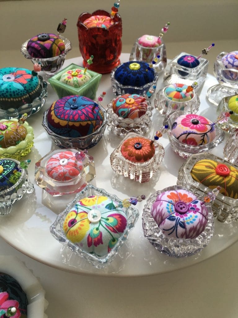 Vintage Glass Dish Pin Cushions