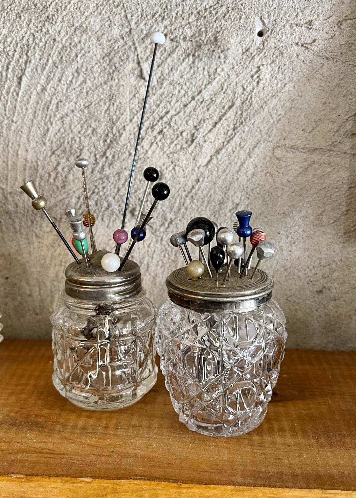 Vintage Glass Jar Lid Pin Holders